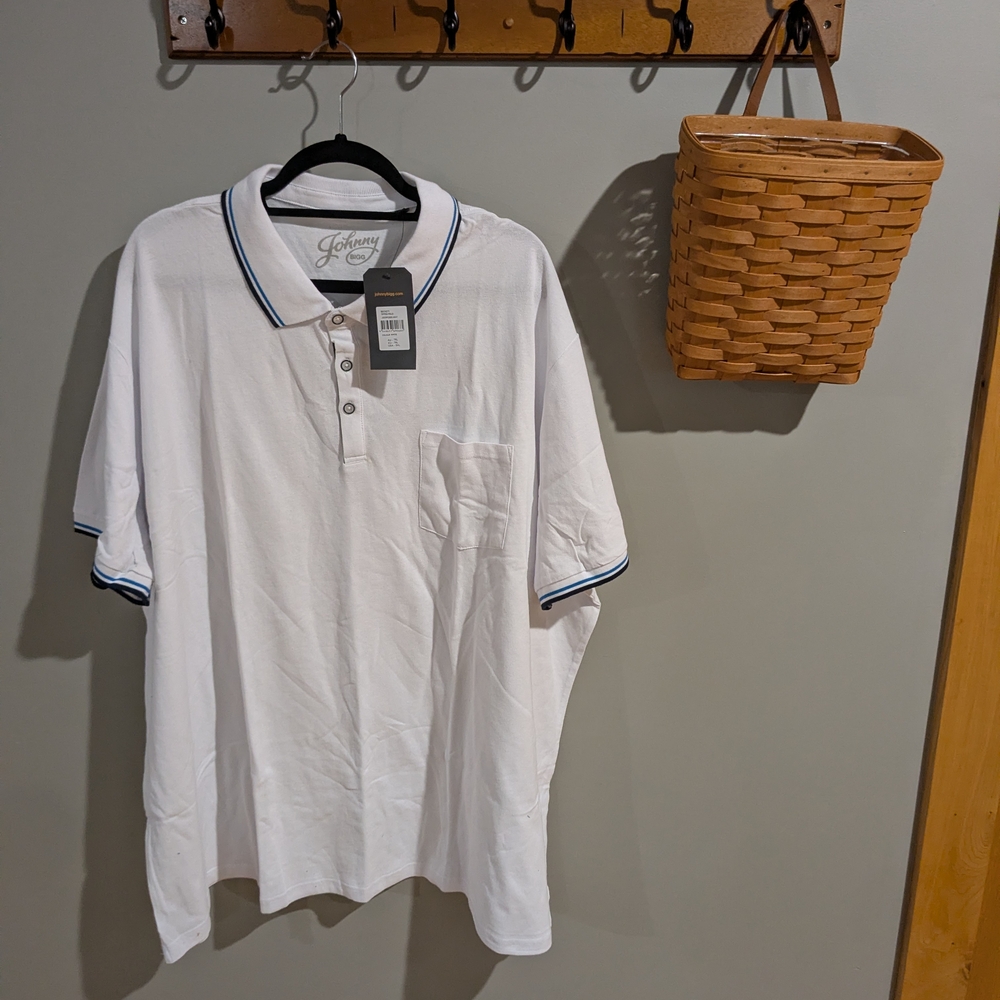 NWT Men's 5XL White Polo Shirt
